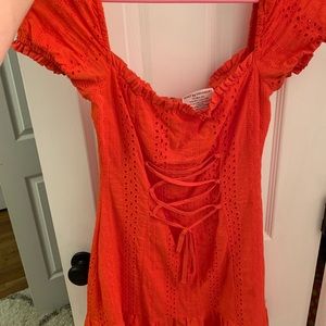 Orange knit dress